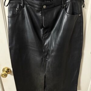 7 For All Mankind Black Leather Skirt